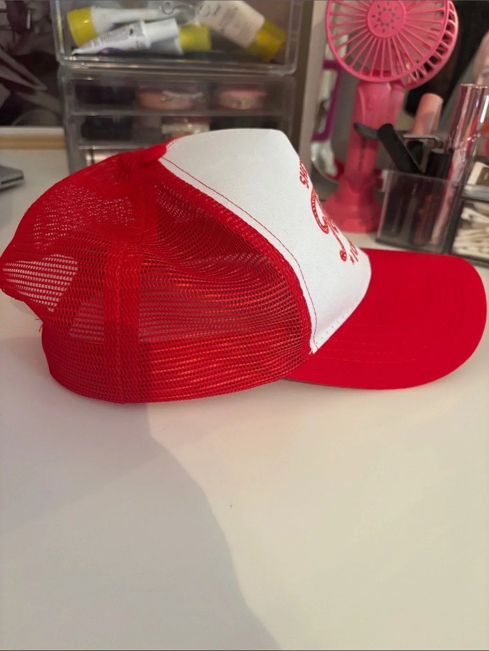 She's From Texas Red & White Trucker Hat